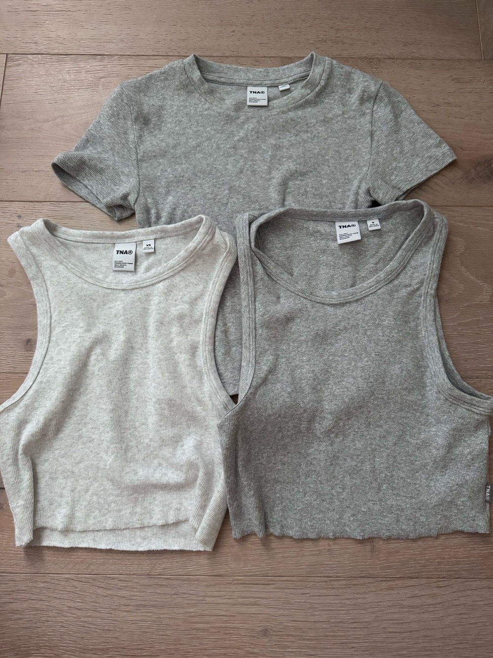 Aritzia TNA Ribbed Crop Tanks & Tee SET. All 3.  Size Xsmall